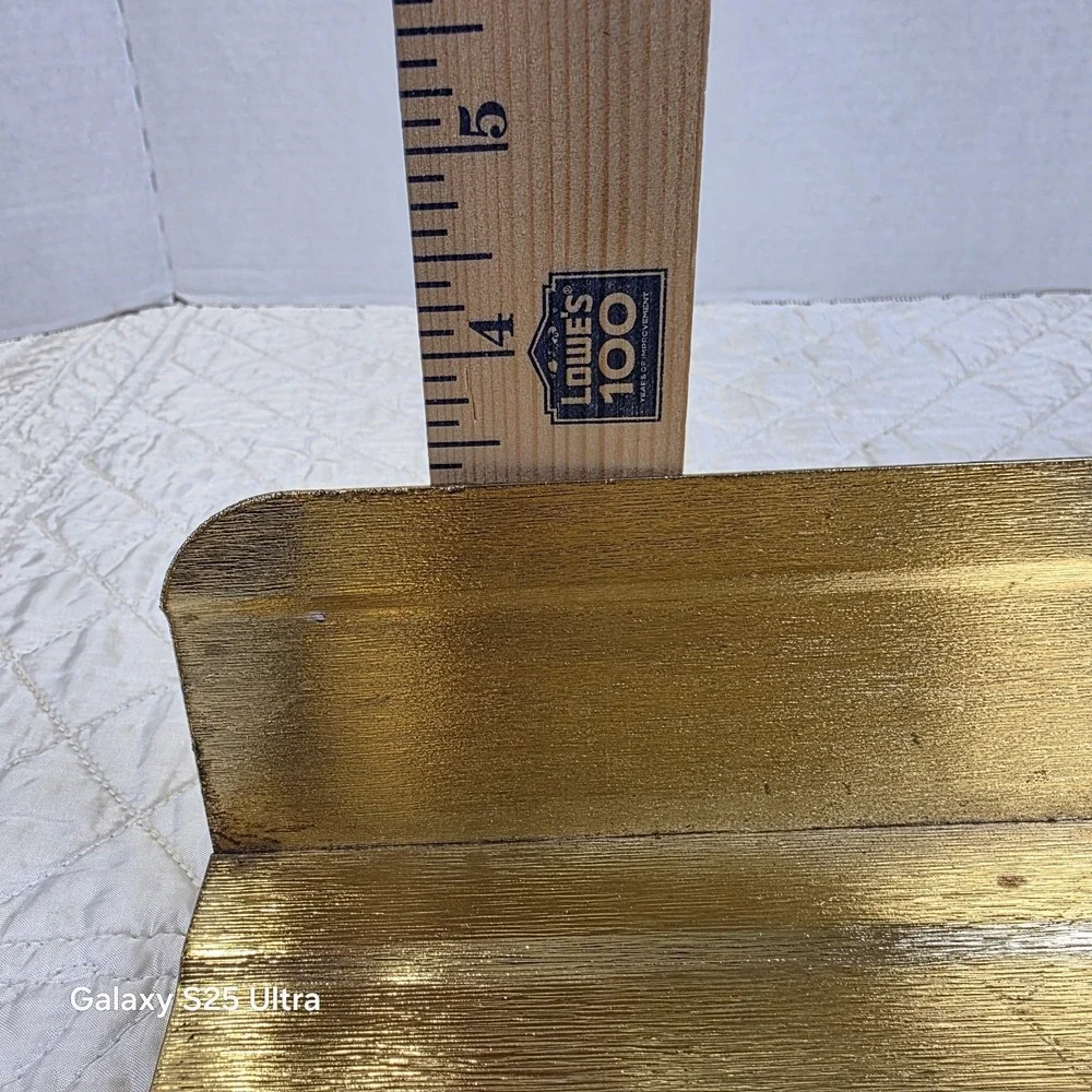 Vintage Hollywood Regency Gold Leaves Acorns Tissue Napkin Mail Holder Victorian